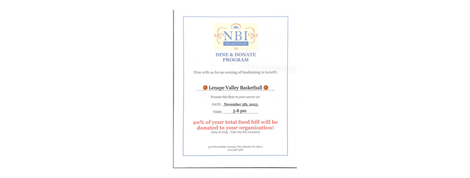 Dine & Donate - NBI for the Birds/Boys Game! (Bring Flyer)